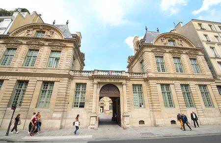 Paris France - May 23, 2019: People visit Hotel de Sully historical building Paris Franceのeditorial素材
