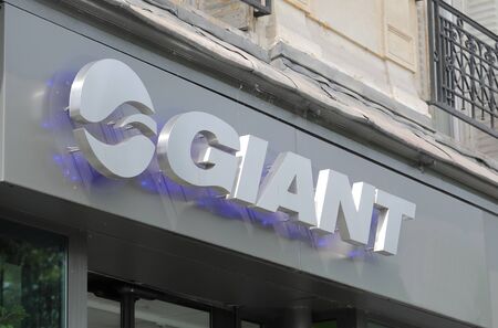 Paris France - May 23, 2019: Giant. Giant is a Taiwanese bicycle manufacturer established in 1972.のeditorial素材