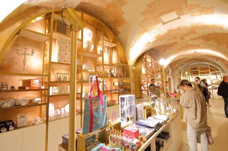 Paris France - May 25, 2019: People visit Versailles palace souvenir shop Paris Franceのeditorial素材