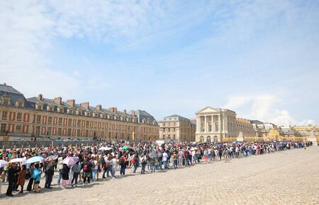 Paris France - May 25, 2019: People queue at Versailles palace entrance Paris Franceのeditorial素材