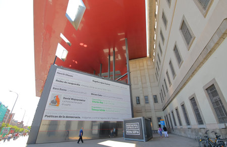 Madrid Spain - May 26, 2019: People visit Reina Sofia national art museum Madrid Spain