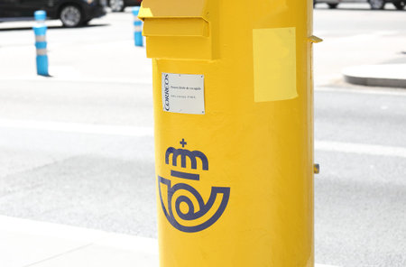Madrid - May 28, 2019: Post office sign Madrid Spain
