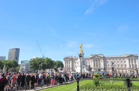 London England - June 1, 2019: People visit Royal parade at Buckingham Palace historical building London UKのeditorial素材