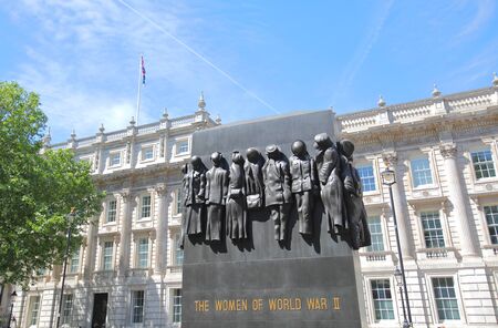 London England - June 1, 2019: Women of World War II monument at The Cenotaph National war memorial remembrance site Londo n UKのeditorial素材