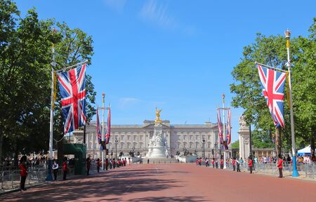 London England - June 1, 2019: People visit Royal parade at Buckingham Palace historical building London UKのeditorial素材