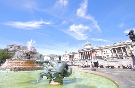 London England - June 1, 2019: People visit Trafalgar square London UKのeditorial素材