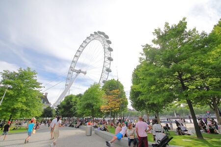 London England - June 2, 2019: People visit Southbank river front area London UK.のeditorial素材