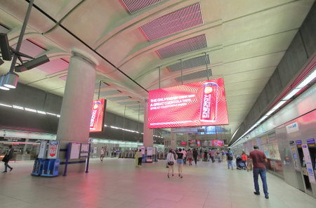 London England - June 2, 2019: People travel at Canada Water underground station London UK