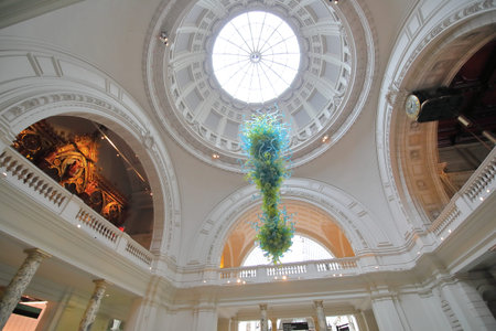 London England - June 2, 2019: Victoria Albert Museum interior London UK