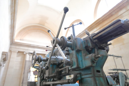 London England - June 4, 2019: Old metal machinery display at Tate Britain museum London UK