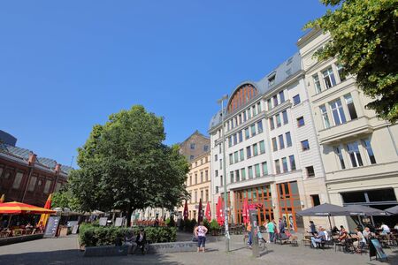 Berlin Germany - June 7, 2019: People visit Hackescher market square Berlin Germanyのeditorial素材