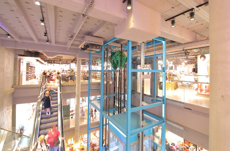 Berlin Germany - June 7, 2019: People visit Primark shopping mall in Alexanderplatz Berlin Germany