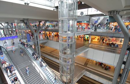 Berlin Germany - June 8, 2019: People travel at Berlin central train station Berlin Germanyのeditorial素材