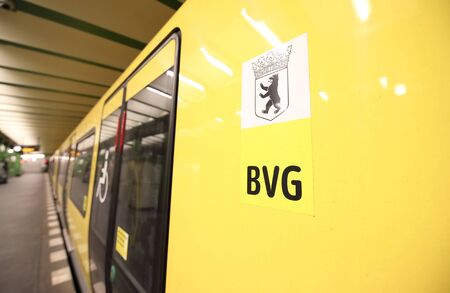 Berlin Germany - June 9, 2019: BVG subway train in Berlin Germanyのeditorial素材