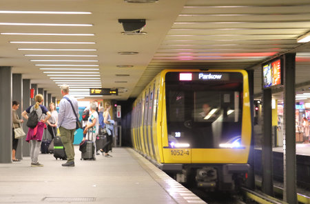 Berlin Germany - June 10, 2019: People travel by Metro subway in Berlin Germany