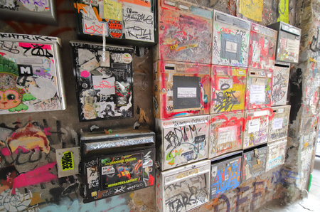 Berlin Germany - June 10, 2019: Mail box at Hackescher market street art alley Berlin Germany
