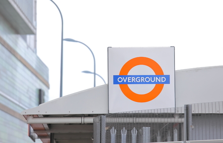 London overground train station sign London UKのeditorial素材