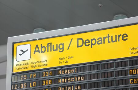 Berlin Germany - June 12, 2019: Flight departure schedule board Tegel airport Berlin Germanyのeditorial素材