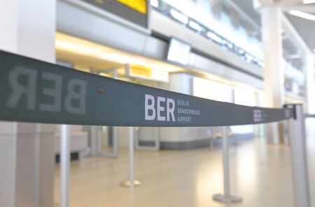 Berlin Germany - June 12, 2019: Cordoned off sign Tegel airport Berlin Germanyのeditorial素材