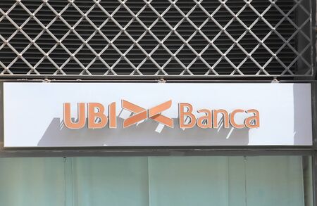Rome Italy - June 14, 2019: UBI banca bank Italyのeditorial素材