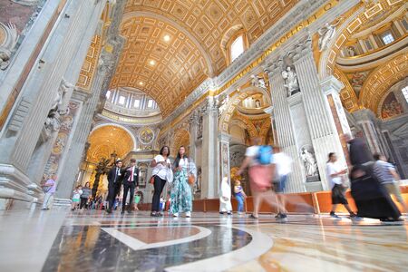Vatican city - June 16, 2019: People visit St Peters Basilica Vatican cityのeditorial素材