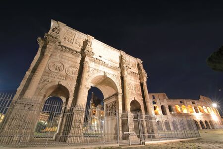 Arch of Constantine gate Foro Romano Rome Italyの写真素材