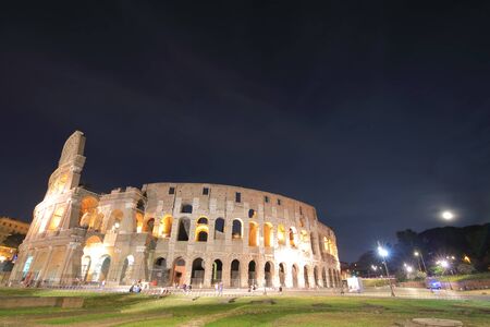 Colosseum historical building night Rome Italyの写真素材