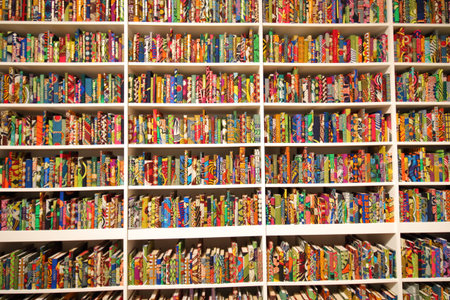 London England - June 5, 2019: Book shelf display at Tate modern museum London UK