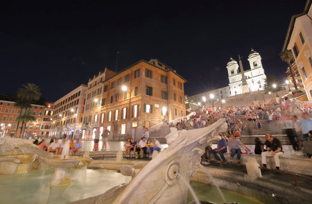 Rome Italy - June 14, 2019: People visit Spanish steps Romeのeditorial素材