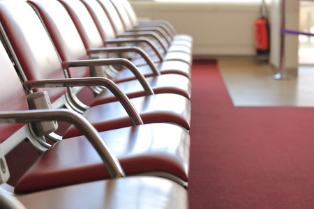 Chair bench at airport background