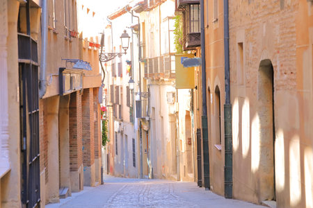 Old town alleyway cityscape Segovia Spainの写真素材