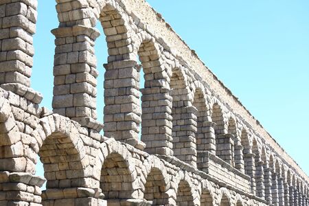 Aqueduct historical architecture Roman ruin Segovia Spainの写真素材