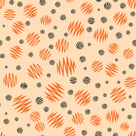 Halloween holiday design with orange and black grunge abstract round elements. Bright textile or Halloween party background. Abstract and geometric template.のイラスト素材