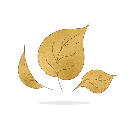 Vector abstract gold logo template. Leaf shape.のイラスト素材