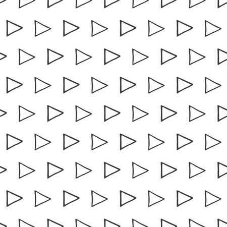 Vector hand drawn black and white geometric seamless pattern with triangleのイラスト素材