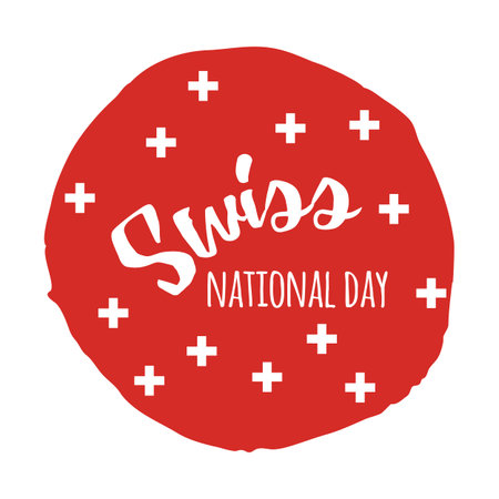 Independence Swiss national day. Hand drawn print design with letteringのイラスト素材