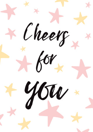 Cheers For You Vector Card Illustration Light Yellow Background