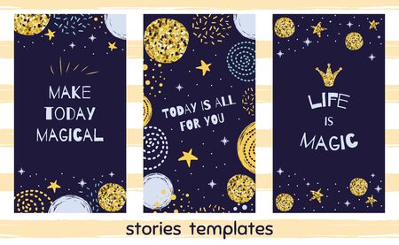 Story template for social media Set with quotes Life Magic Cute Christmas design for social net storiesのイラスト素材