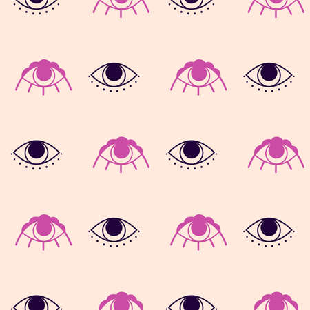 Spititual eye seamless pattern. Cute boho seamless eye background. Hand drawn fortune print. Esoteric conceptのイラスト素材