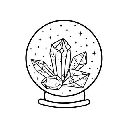 Magic crystal ball with crystals.のイラスト素材