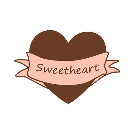 Valentines day tattoo heart. Vintage tattoo Heart ribbon love inscription Sweetheart. Old school tattoo. retro graphic element. Romantic  design. Mother day, wedding vector illustration.のイラスト素材