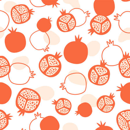 pomegranate pattern. Abstract pomegranate seamless pattern, pomegranate background. Stylized tropical fruit illustration. Kitchen wallpaper design, textile, fabric, tablecloth, print.の写真素材