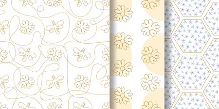 Single continuous line drawing floral pattern set vector