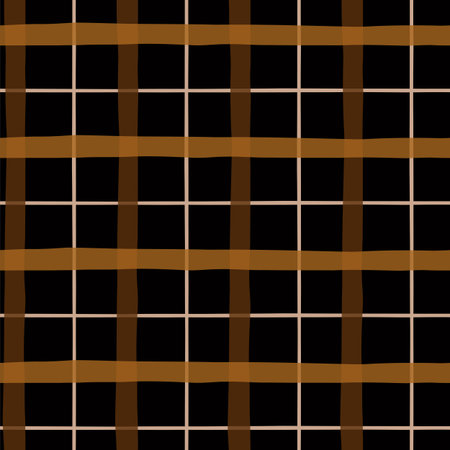 Brown check seamless pattern. Hand drawn gingham plaid checkered background. Brown glen plain cute...