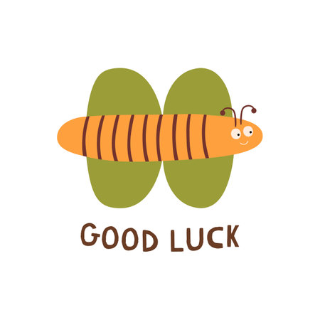 baby insect. Cute baby butterfly, childish insect. Good luck wishes, birthday card illustration. Sweet kids poster banner butterfly isolated element Vector summer insect character. baby animal designのイラスト素材