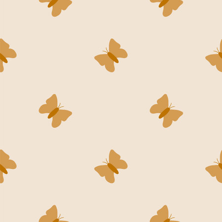 Boho butterfly pattern. Summer butterfly seamless pattern in earth tone. Artistic childish texture with butterflies. cute illustration. Bohemian background, insect wallpaper, summer pastel texture.の写真素材