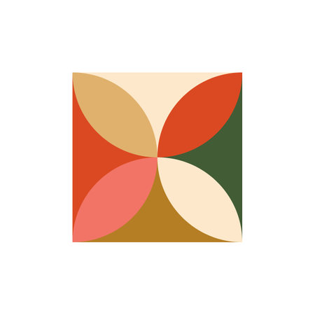 Geometric Christmas square element isolated vector. New Year holiday mosaic geometric square, gift, colorful box, modern abstract shape. Minimalist New Year decorative illustrationのイラスト素材