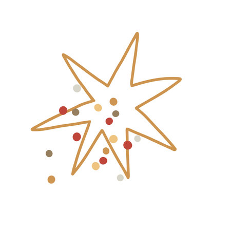 gold star. Doodle star. Hand drawn decorative star with circle elements. Simple party decor in cute childish style. vector illustration.のイラスト素材