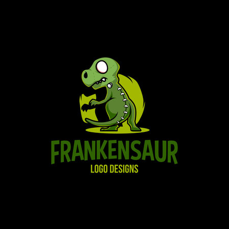 Frankenstein Dino Zombie Dinosaur, Funny Halloween concept mascot characterのイラスト素材