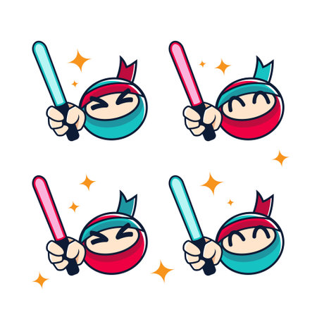 Anime Fan, Otaku Geek, Wotagei holding light stick mascot characterのイラスト素材